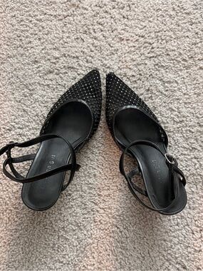 Madden Girl Black Studded Pointed Slingback Heels